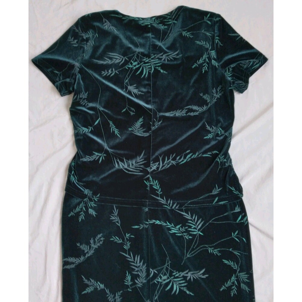 Vintage Kathie Lee Womens Velvet Maxi Dress Dark Green Holiday Women's Large - Picture 9 of 12